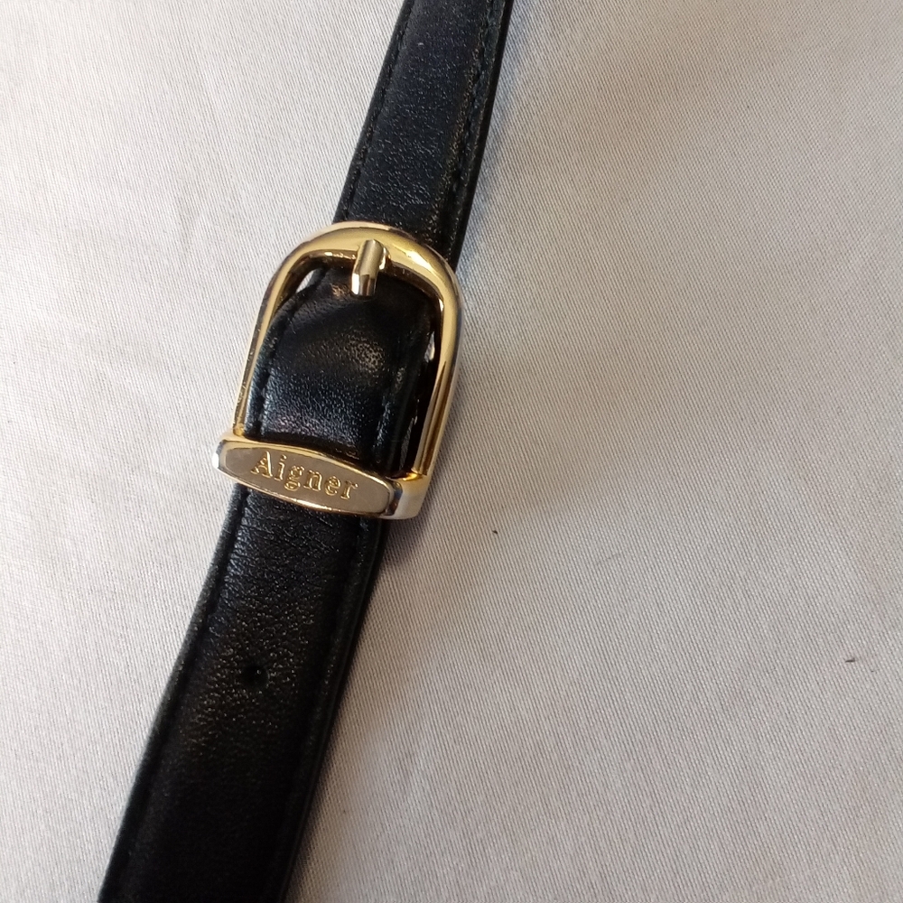 ETIENNE AIGNER Vintage Black Leather Shoulder Bag Handbag Multi Section 10x6.5x3 - Picture 3 of 11